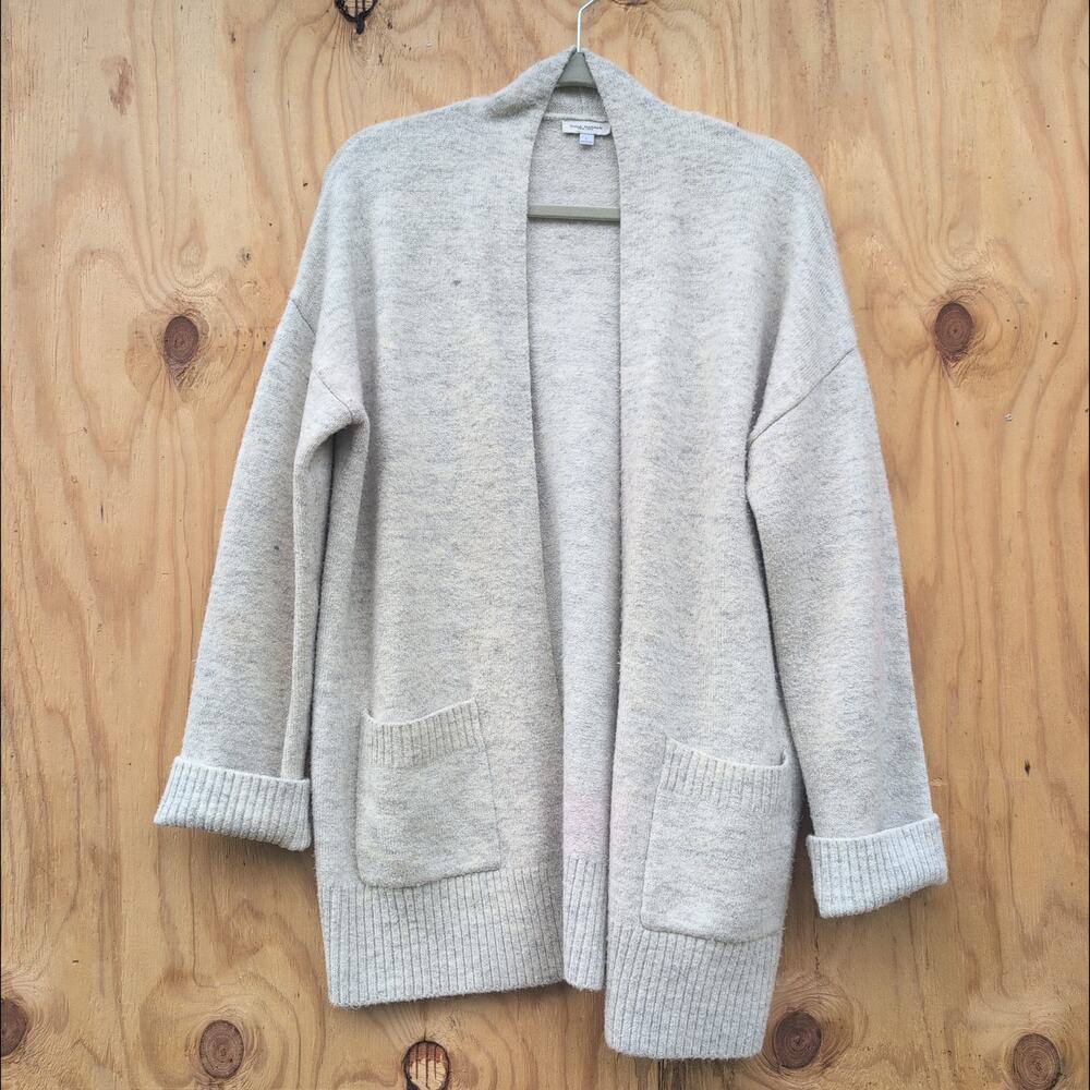 Olivia Warren New York AlpacaBlend Minimalist Cardigan Flecked Gray Women's L